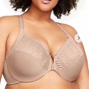 GLAMORISE Wonder Wire Cafe Front Closure T-Back Bra Size 48D